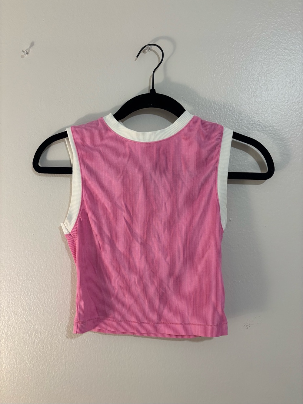 SKIMS Pink Ribbed Tank with White Trim